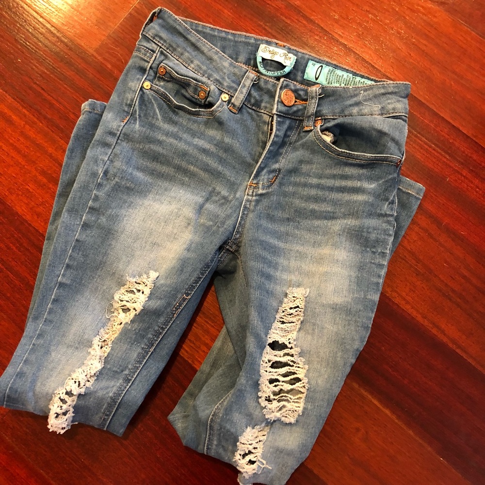 Denim Jeans With Rips.